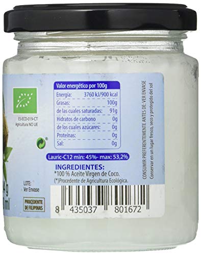 Solnatural Aceite De Coco Virgen Extra Pequeðo Bio 200 Ml 400 g