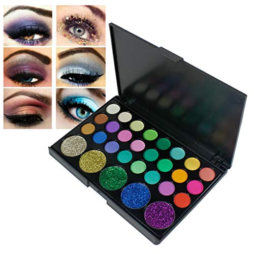 Sombra de Ojos, Kit de maquillaje de ojos de 29 colores, caja de maquillaje de sombras de ojos de tonos brillantes y brillantes de colores brillantes