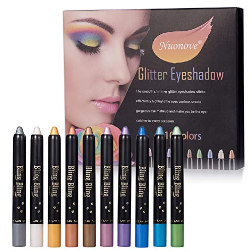 Sombra de Ojos Stick, Pen Eyeshadow, Eyeshadow Glitter, Lápiz de Sombra de Ojos, Sombra de Ojos Hipoalergenico Waterproof Long-lasting Eye Shadow Stick Sombra de Ojos Lápiz, 10PC