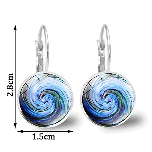 SONGAI Vintage Vortex Modelo Azul del Remolino de Cristal cabujón Leverback Tiempo Regalo pequeñas Pendientes de Piedras Preciosas franceses joyería, Nombre de Color: Bronce Antiguo