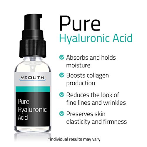 Suero Ácido Hialurónico Facial YEOUTH - Fórmula 100% pura para el antienvejecimiento! (1oz)