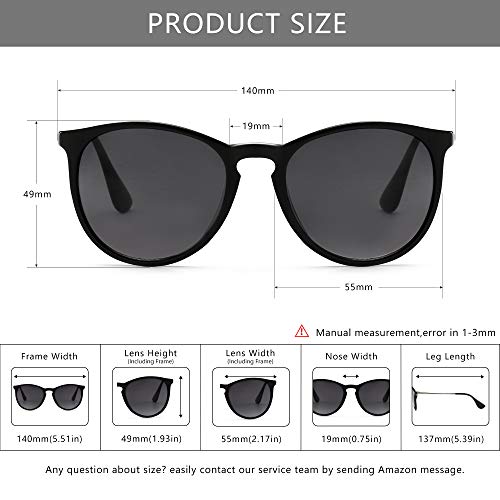 SUNGAIT Polaroid Gafas de sol Mujer Hombre Unisex 400 UV Fregar Negro/Gris 1567