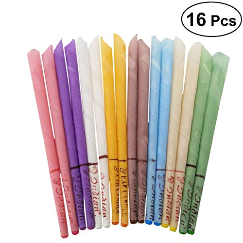 SUPVOX Velas de cera para el oído Cera de abejas Conos para velas Orangic Cilindros no tóxicos Fragancia Cono hueco Velas Para un cuidado sano Eliminación de cera Cleaner 16PCS