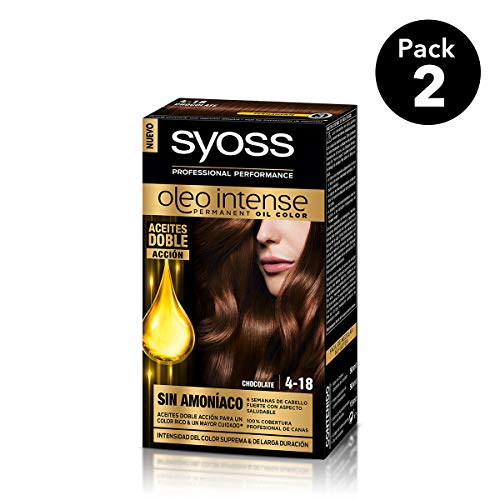 SYOSS - Oleo Intense Coloración Permanente Sin Amoníaco - Tono 4-18 Chocolate - 2 uds