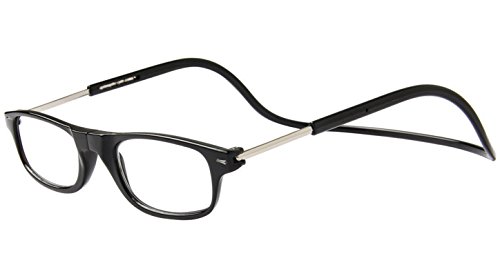 TBOC Gafas de Lectura Presbicia Vista Cansada – [Pack 4 Unidades] Montura Negra Graduadas +2.00 Dioptrías Hombre Mujer Regulables Plegables Imantadas Lentes Aumento Leer Ver Cerca Cuello Imán