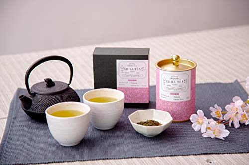 Té de hoja Sakura (de flor de cerezo) de CHILL TEA Tokyo - Té verde de hojas sueltas 100% japonés - Rico en nutrientes y antioxidantes - Delicioso sabor frutal y floral (100g)