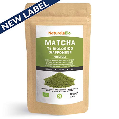 Té Verde Matcha Orgánico Japonés En Polvo [ Calidad Premium ] 100g. Té Matcha Biológico Japonés. Té Bio Grado Premium. Matcha Ecológico Cultivado En Japón, Uji, Kyoto. Ideal Para Beber, Cocina, Latte