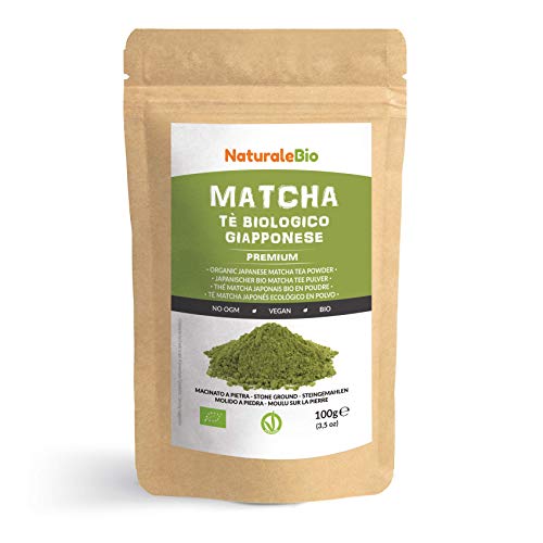 Té Verde Matcha Orgánico Japonés En Polvo [ Calidad Premium ] 100g. Té Matcha Biológico Japonés. Té Bio Grado Premium. Matcha Ecológico Cultivado En Japón, Uji, Kyoto. Ideal Para Beber, Cocina, Latte