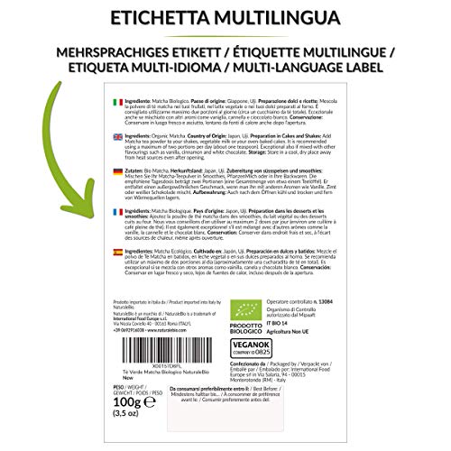 Té Verde Matcha Orgánico Japonés En Polvo [ Grado Culinario ] 100 gr. Matcha Biológico para Cocinar. Matcha Ecológico Cultivado En Japón, Uji, Kyoto. Ideal Para hornear, En a Cocina Y Con Latte