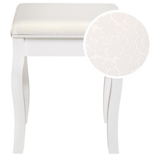 TecTake Taburete de tocador Piano Silla de Estilo de vanidad Maquillaje Dormitorio | Aprox. 40x30x45cm | Blanc