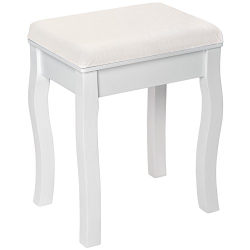 TecTake Taburete de tocador Piano Silla de Estilo de vanidad Maquillaje Dormitorio | Aprox. 40x30x45cm | Blanc