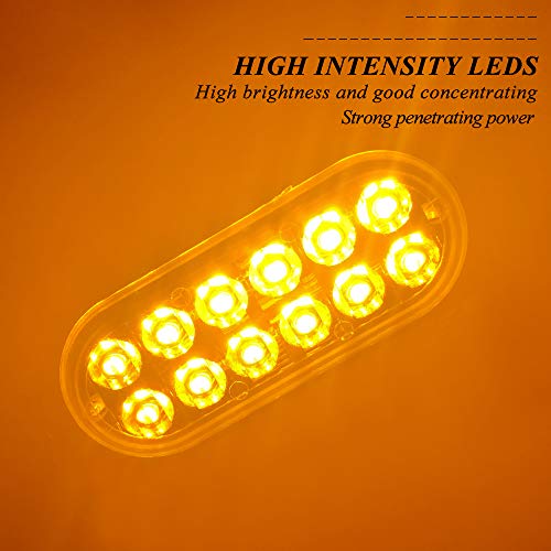 Teguangmei 4 Luces de Emergencia Ultrafinas 12 LED ámbar, coche Luces Estroboscópicas Peligrosas Intermitentes, Luces Anormales Delanteras y Traseras, Remolques de Caravana Para Camiones de 12-24V