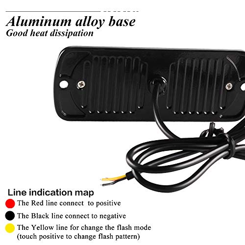 Teguangmei 4 Luces de Emergencia Ultrafinas 12 LED ámbar, coche Luces Estroboscópicas Peligrosas Intermitentes, Luces Anormales Delanteras y Traseras, Remolques de Caravana Para Camiones de 12-24V