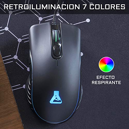 THE G-LAB Combo KRYPTON Pack de Teclado Gaming USB y Ratón Multicolor Retroiluminación – Teclado Gaming QWERTY - Incluye Ñ - Anti-Ghosting + Ratón Gaming 6 Botones 3200 DPI – PC PS4 Xbox One (Negro)