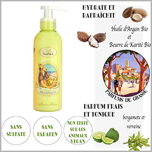 Un Air d’Antan® Crema Corporal Francesa Provence con Manteca de Karite y Aceite de Argan, Perfume Verbena, Bergamota y Limón, Formula Reafirmante, Para Mujer o Hombre - Idea Regalo - Bomba 200ml