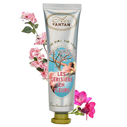 Un Air d'Antan® - Crema de Manos de Cerezo Vintage Enriquecida con Manteca de Karité y Aloe Vera, Perfume Exclusivo con Notas Primaverales y Florales, Flor de Cerezo y Fresia - 25ml