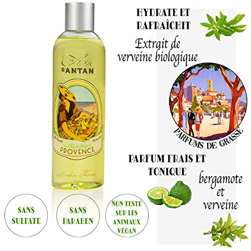 Un Air d’Antan® Gel de Ducha Frances Provence - Perfume Original: una Delicata Mezcla con Verbena, Bergamota y Limón - Formula Hidratante sin Parabenos – Para Mujer o Hombre – Idea Regalo- 250ml