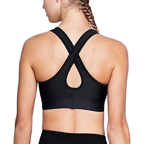 Under Armour Mid Crossback Sujetador Deportivo para Mujer, Ropa Interior Transpirable y Ajustada, cómoda Ropa Deportiva de Mujer con Tirantes Cruzados, Black/Black/Graphite (001), XS