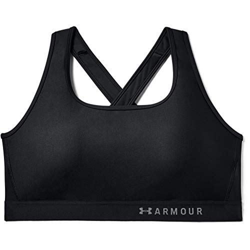 Under Armour Mid Crossback Sujetador Deportivo para Mujer, Ropa Interior Transpirable y Ajustada, cómoda Ropa Deportiva de Mujer con Tirantes Cruzados, Black/Black/Graphite (001), XS