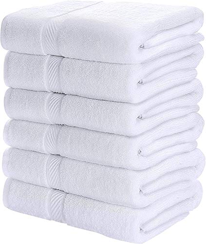 Utopia Towels - 6 Toallas de Gimnasio, Toallas de Piscina (56 x 112 cm) - 500 gsm - Toalla de Secado rápido multipropósito Ligera (Blanco)