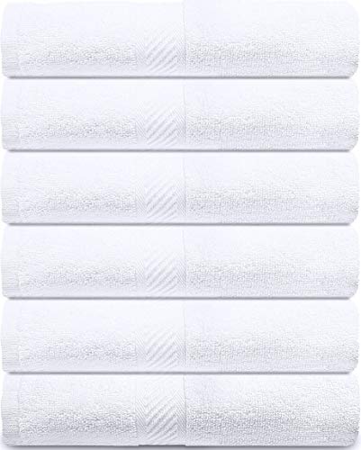 Utopia Towels - 6 Toallas de Gimnasio, Toallas de Piscina (56 x 112 cm) - 500 gsm - Toalla de Secado rápido multipropósito Ligera (Blanco)