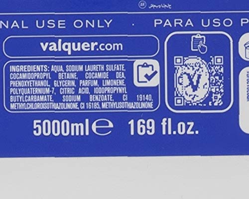 Valquer Profesional Champú soso de Mandarina Sin Sal, con pro-vitamina B5. Champú profesional para peluquerías. Champú garrafa - 5000 ml