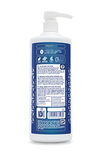 Válquer Profesional Ice Hair Mask, Máscara Capilar Reparación Total sin Sal, sin Parabenos y sin Sulfatos, Cabellos Dañados y Secos- 1000 ml