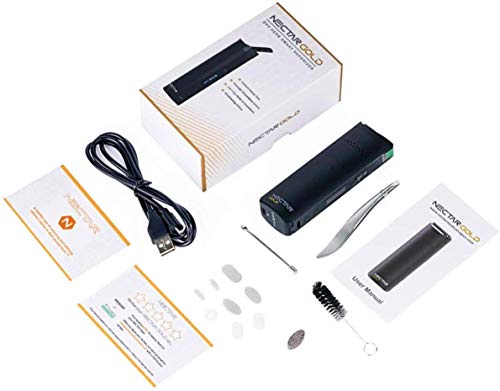 Vaporizador Hierba de Concentrado (2 en 1) | Nectar Gold | Batería Actualizable de 3500mah, Flujo de Aire Aislado, Monitor OLED Control de Temperatura, 100C-240C - 15s Tiempo de Calentamiento (Negro)