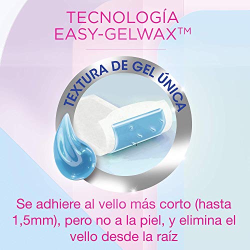 Veet Bandas de Cera Fria Depilatoria para Depilación de Cuerpo y Piernas con Aceite de Almendras, Easy Gelwax, Pieles Sensibles, 40 Bandas