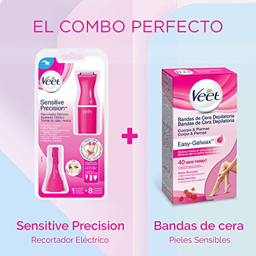 Veet Bandas de Cera Fría Depilatoria para Depilación de Cuerpo y Piernas con Manteca de Karité y Bayas de Açaí, Easy Gelwax, Pieles Normales, 40 Bandas (3035224)