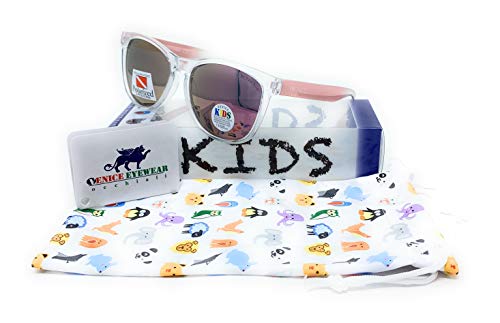 VENICE EYEWEAR OCCHIALI Gafas de sol Polarizadas para niño (Rosa-Transparente)