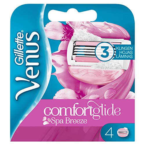 Venus ComfortGlide Spa Breeze Recambio de Maquinilla 2-en-1, 4 Uds, con Barras de Gel, sin Necesidad de Gel de Depilación