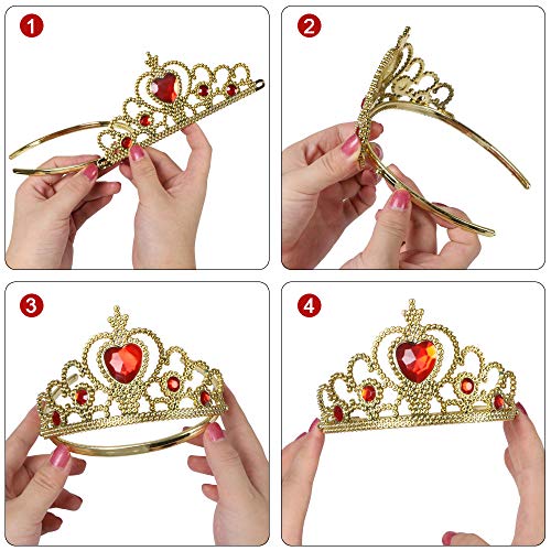 Vicloon Princesa Vestir Accesorios 8 Pcs Regalo Conjunto de Belleza Corona Anillo Sceptre Collar Pendientes Guantes para Niña (Amarillo)