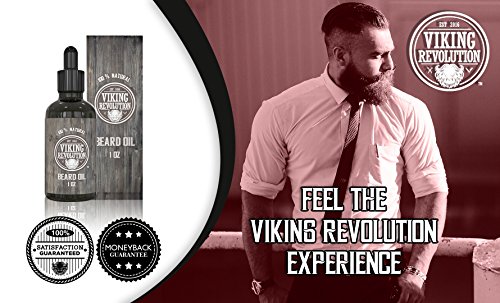 VIKING REVOLUTION Aceite Acondicionador para la Barba –100% Natural, con Aceites de Argán y Jojoba no perfumados – Suaviza y fortalece el crecimiento de la barbalece barba y bigote, sin aroma