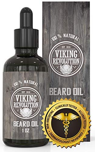 VIKING REVOLUTION Aceite Acondicionador para la Barba –100% Natural, con Aceites de Argán y Jojoba no perfumados – Suaviza y fortalece el crecimiento de la barbalece barba y bigote, sin aroma