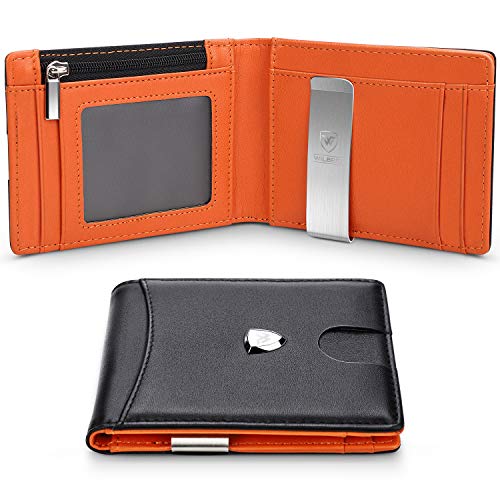 wilbest® Cartera Hombre, Billetera Hombre, Carteras Hombre con Monedero, Cartera Hombre Slim, Cartera Hombre Piel - 1.5 x 11.5 x 8.5CM con Caja de Regalo