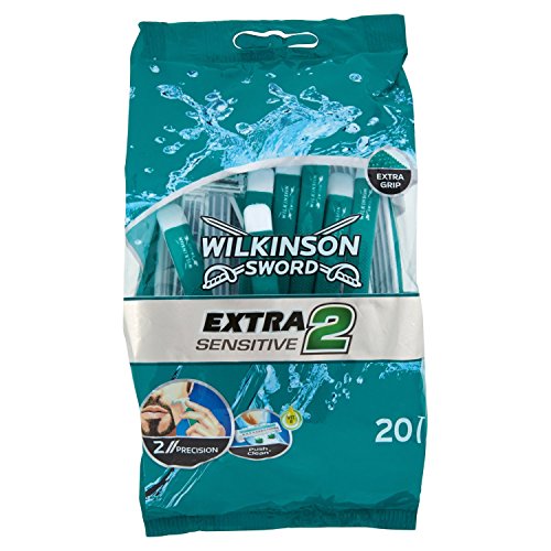 Wilkinson Sword Extra 2 Sensitive - Bolsa 20 Maquinillas de Afeitar Desechables para Pieles Sensibles