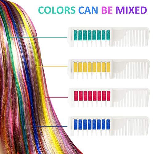 Wolady Coloración Temporal Cabello Tiza Peine Cabello Tinte Cabello 8 Colores 2 en 1 Peine Coloración Color de Cabello con Guantes y Chal Desechable Niños DIY Cosplay Más Adecuado para Cabello Claro