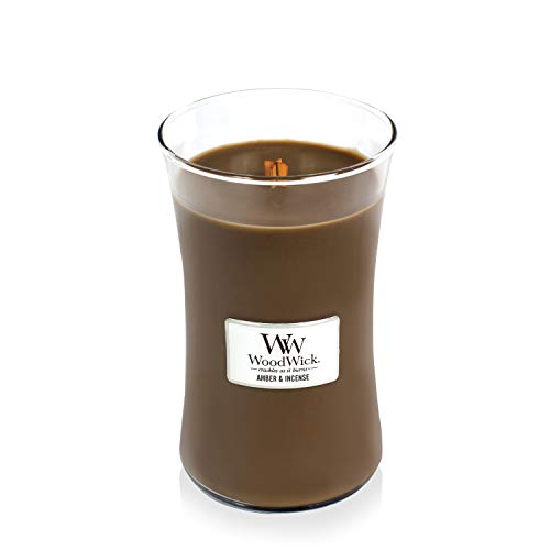 WoodWick - Vela aromática con aroma a parafina, ámbar e incienso (aroma a Pluswick Innovation, aroma a parafina, ámbar e incienso, tamaño grande)