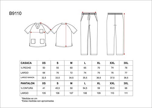 Work Team Uniforme Sanitario, con elástico y cordón en la Cintura, Casaca y Pantalon Unisex Negro S