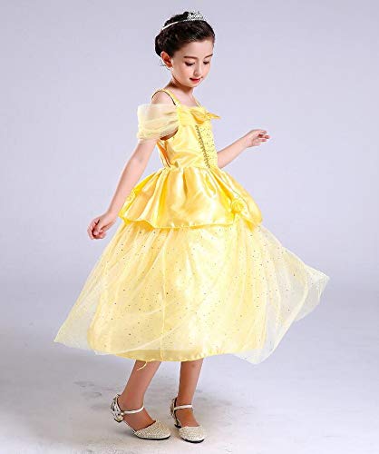 yeesn Disfraz de Princesa Belle para niñas, con Capas, para Vestir (9 - 10T)