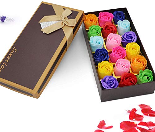 YIQI 18PCS Jabón Rose Flower - Flora Jabón perfumado Rose Flower - Jabón de Aceite Esencial de Plantas, Regalo para Aniversario/cumpleaños/Boda/día de San Valentín