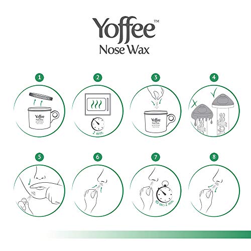 Yoffee Nose Wax, el kit Original con cera y aplicadores - Depilación nariz y orejas, con cera de abeja natural, Seguro, rápido e indoloro, Elimina vello nasal, fácil de usar con 10 palillos aplicadores, 50g.