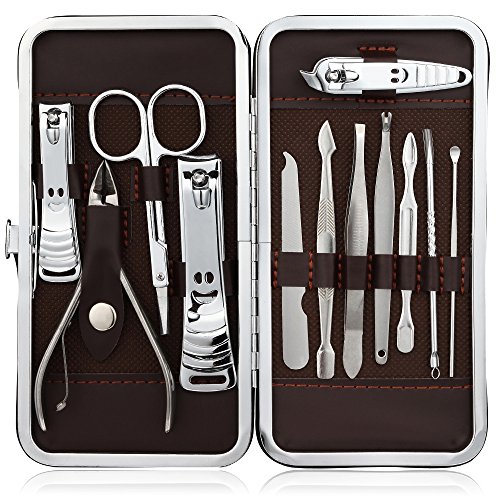 Zacro Atención Personal de Acero Inoxidable Cortauñas Manicura Pedicura Ear Pick Set 12 en 1