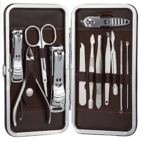 Zacro Atención Personal de Acero Inoxidable Cortauñas Manicura Pedicura Ear Pick Set 12 en 1