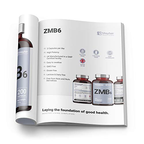 Zinc, Magnesio, Vitamina B6 | Máxima Potencia + Fácil de ingerir | Promueve la Fuerza Muscular, la Resistencia y la Recuperación, Aumenta los Biveles de Testosterona, Mejore el Sueño | Hecho en UK por Mayfair Nutrition