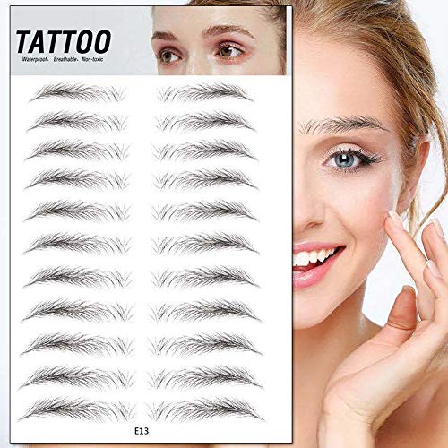 Ziyero 4D Ceja Auténtica Falsas Etiqueta Engomada Ceja Pegatinas Tatuaje Cejas Impermeables Duraderas Imitación Ecológica Lazy Natural para Herramienta de Maquillaje Hombres Mujeres—44 Pares / 4 Hojas