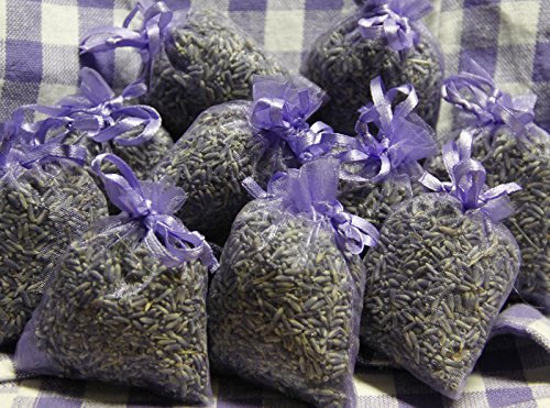 10 saquitos/seca de lavanda con auténtica lavanda francesa - Total 100g Flores de lavanda - de Quertee®