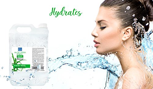 100% Natural Gel de Aloe Vera Refrescante & Hidratante Rostro Cuerpo 1000 ml - DEPILACIÓN - Acondicionador perfecto para el Pelo- Aloe Vera Concentrado Calmante despues del Sol, Afeitarse, Depilarse