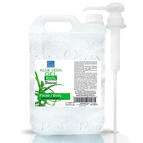 100% Natural Gel de Aloe Vera Refrescante & Hidratante Rostro Cuerpo 1000 ml - DEPILACIÓN - Acondicionador perfecto para el Pelo- Aloe Vera Concentrado Calmante despues del Sol, Afeitarse, Depilarse